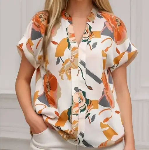 Mandarin Collar Printed Top